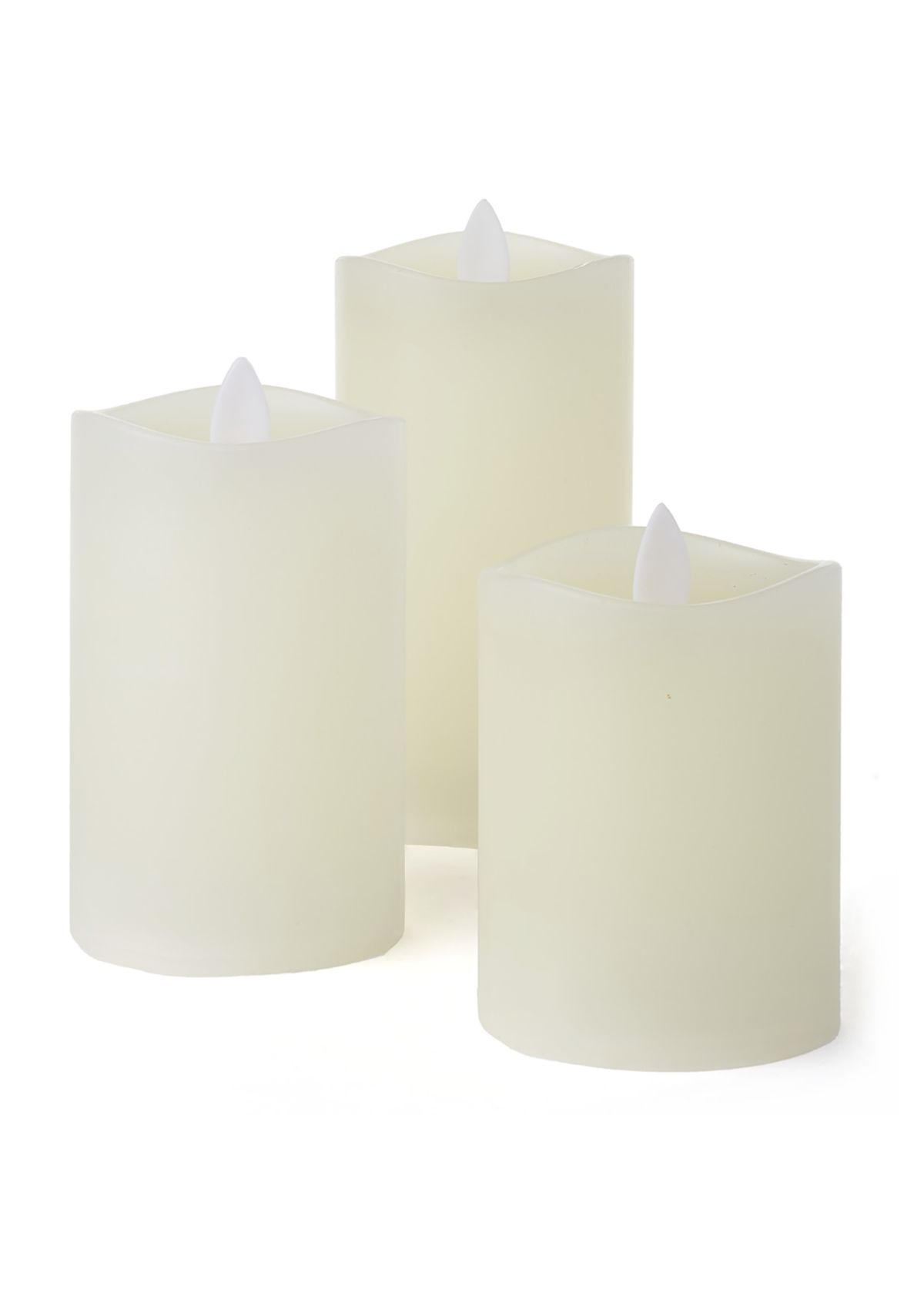White Wavy LED Wax Pillar Candle, Set of 3