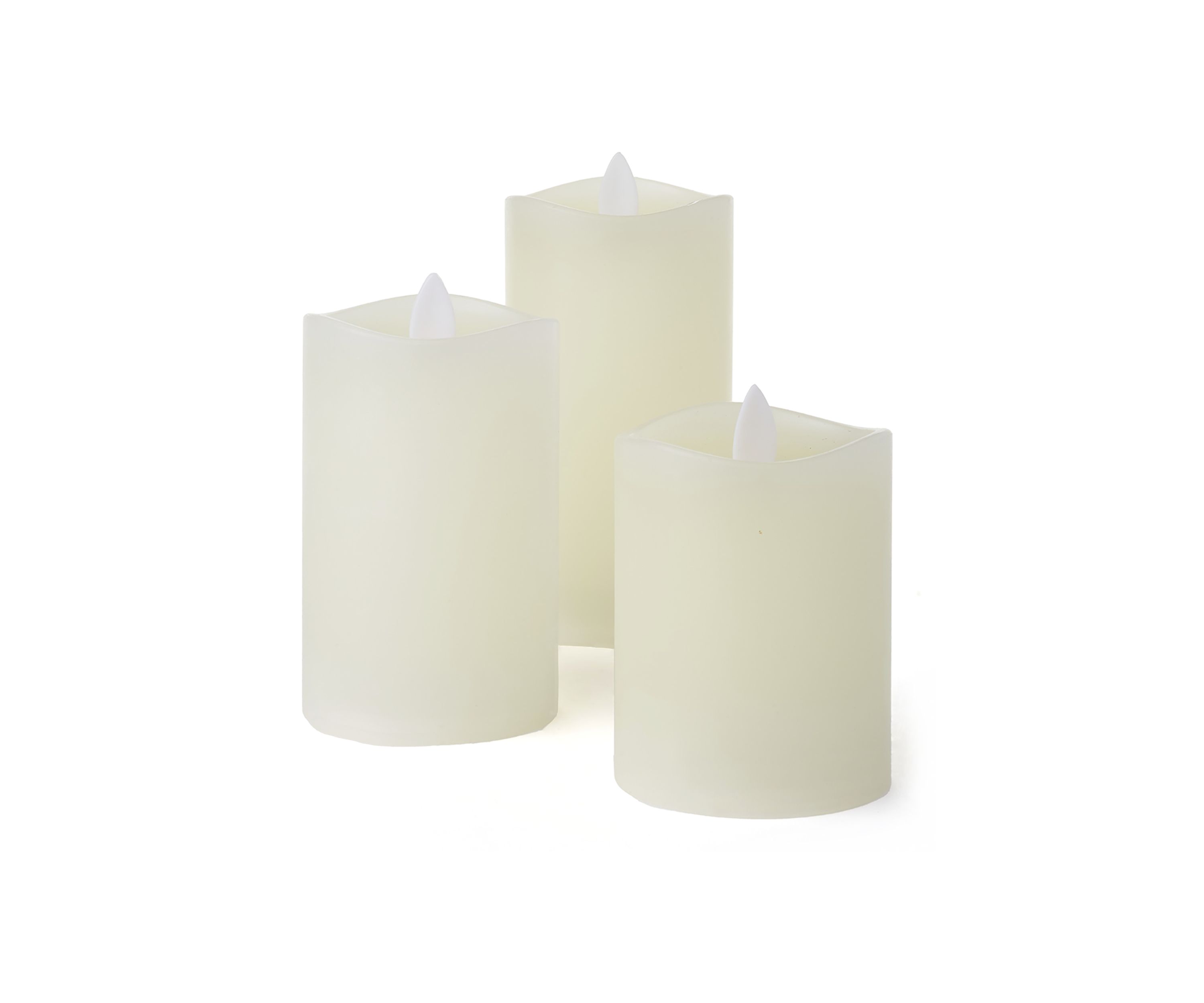 White Wavy LED Wax Pillar Candle, Set of 3