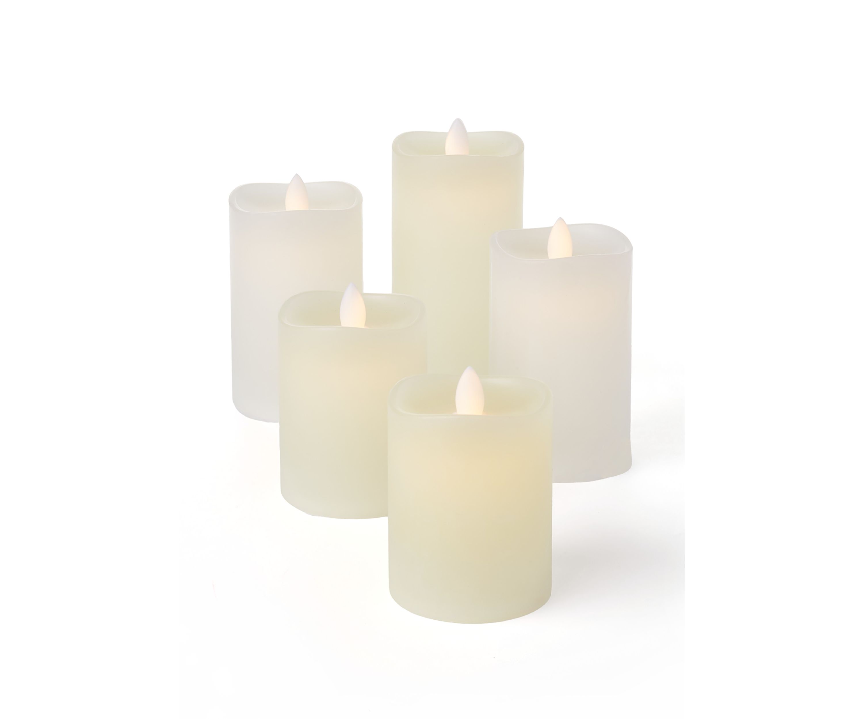 White Wavy LED Wax Pillar Candle, Set of 5