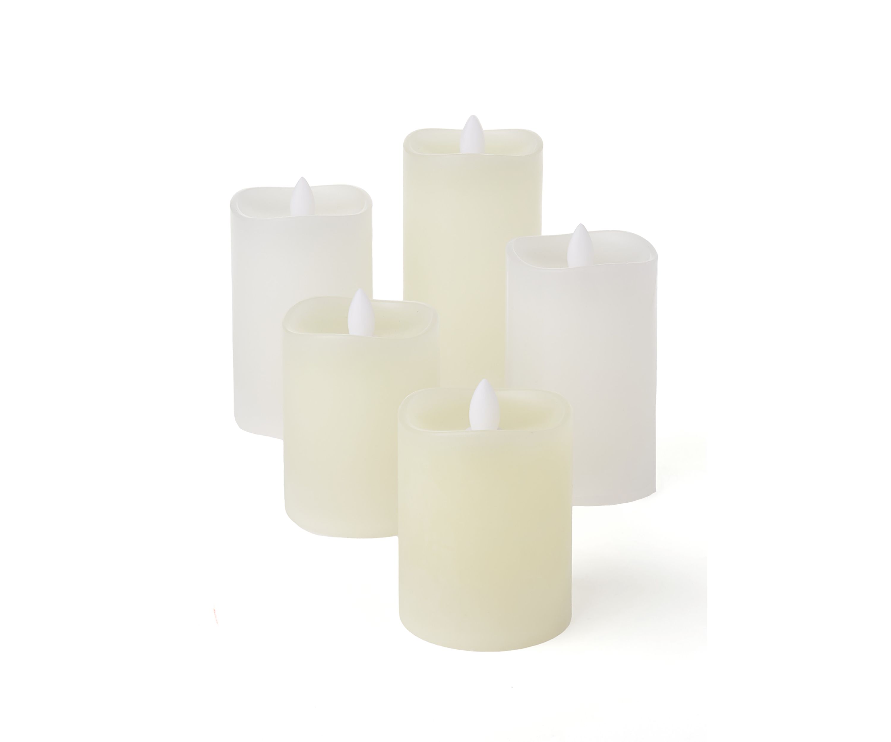 White Wavy LED Wax Pillar Candle, Set of 5