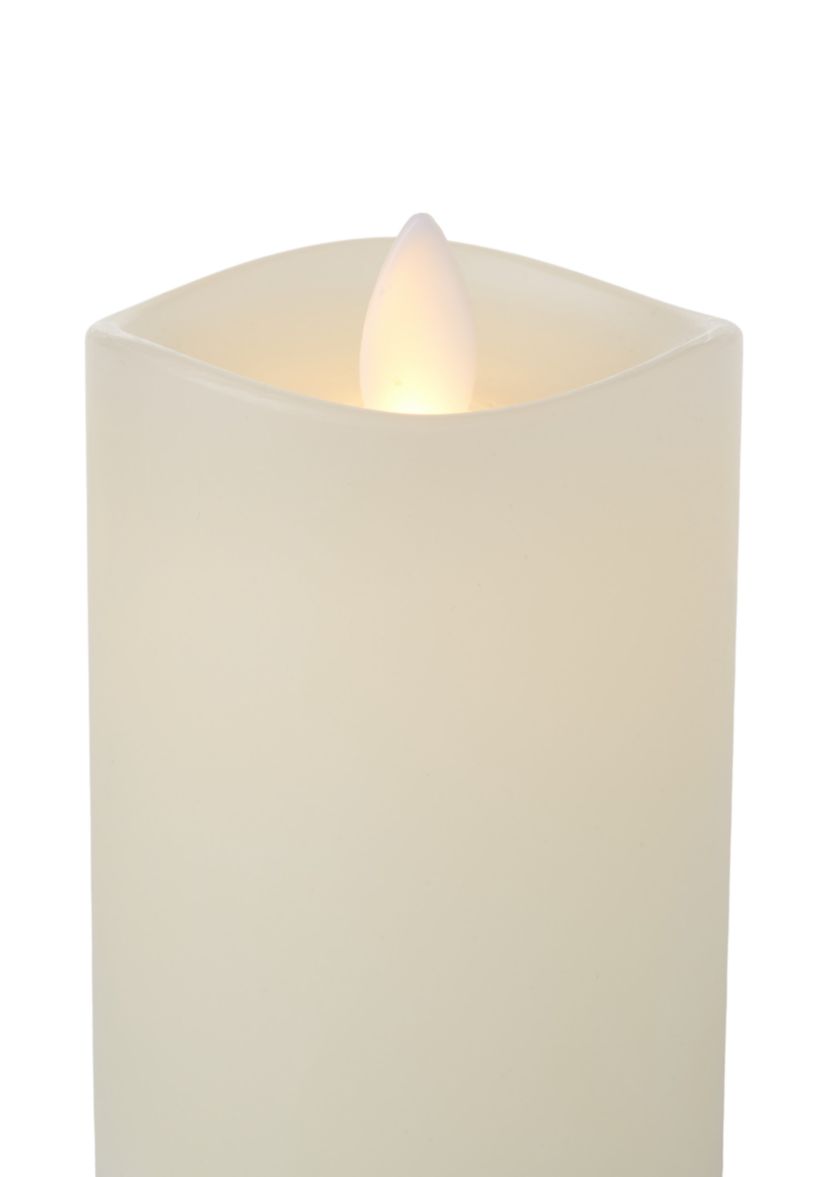 White Wavy LED Wax Pillar Candle, Set of 5
