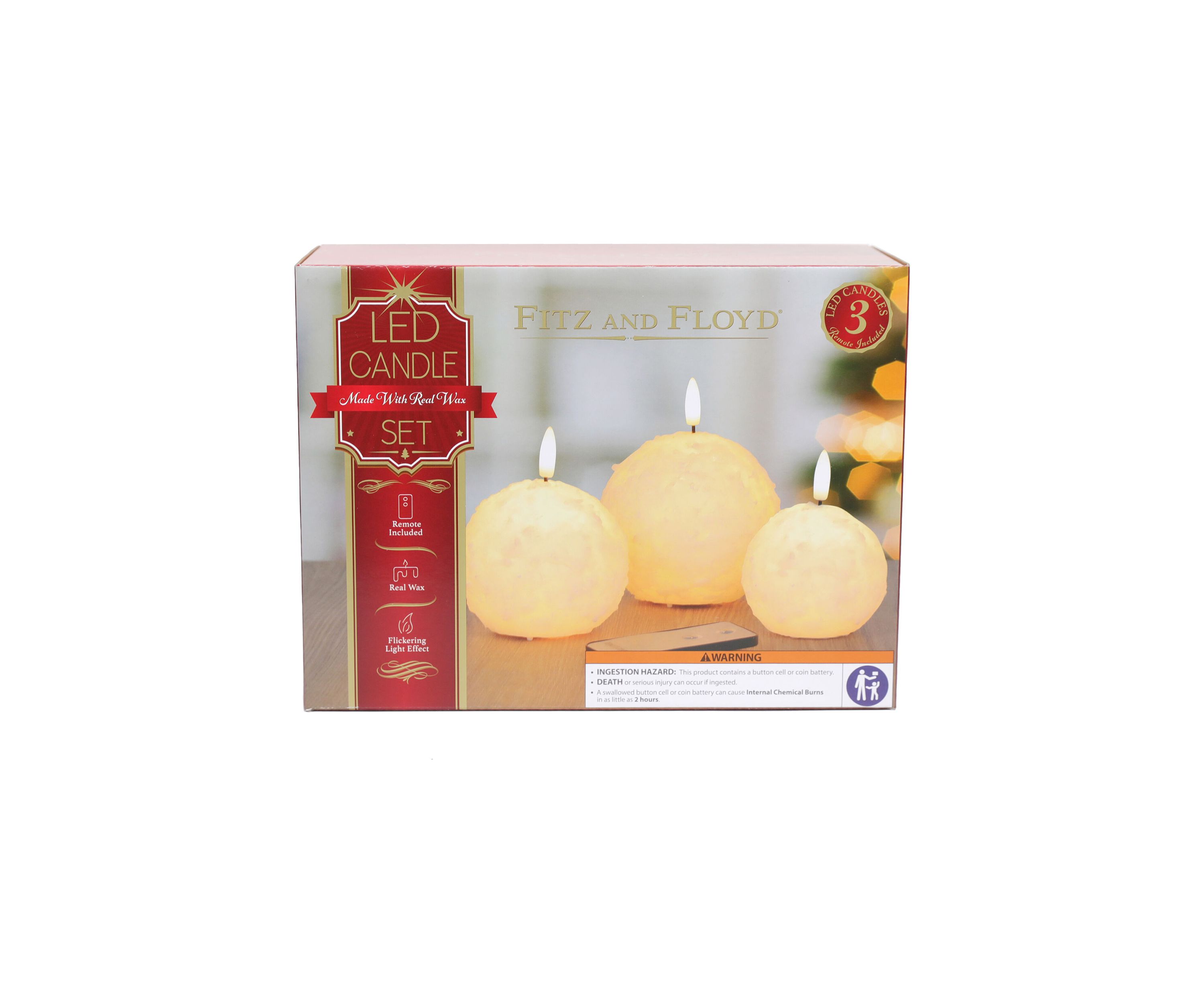 Snowy Orbs LED Wax Figurines - Set of 3