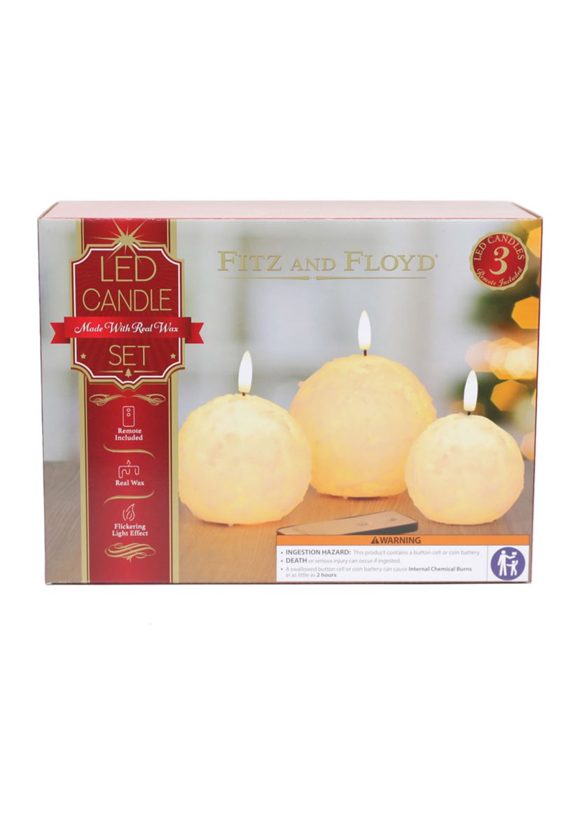 Snowy Orbs LED Wax Figurines - Set of 3