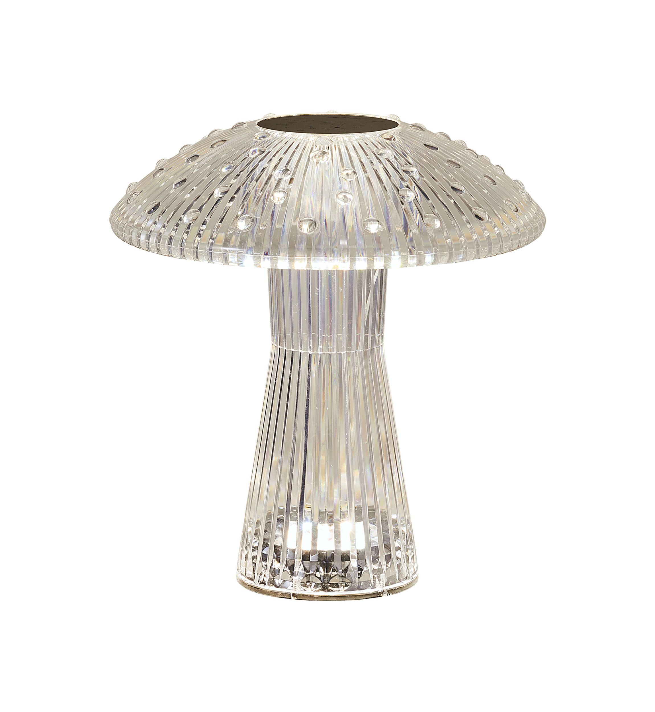 Clear Acrylic Mushroom LED Rechargeable Cordless Lamp