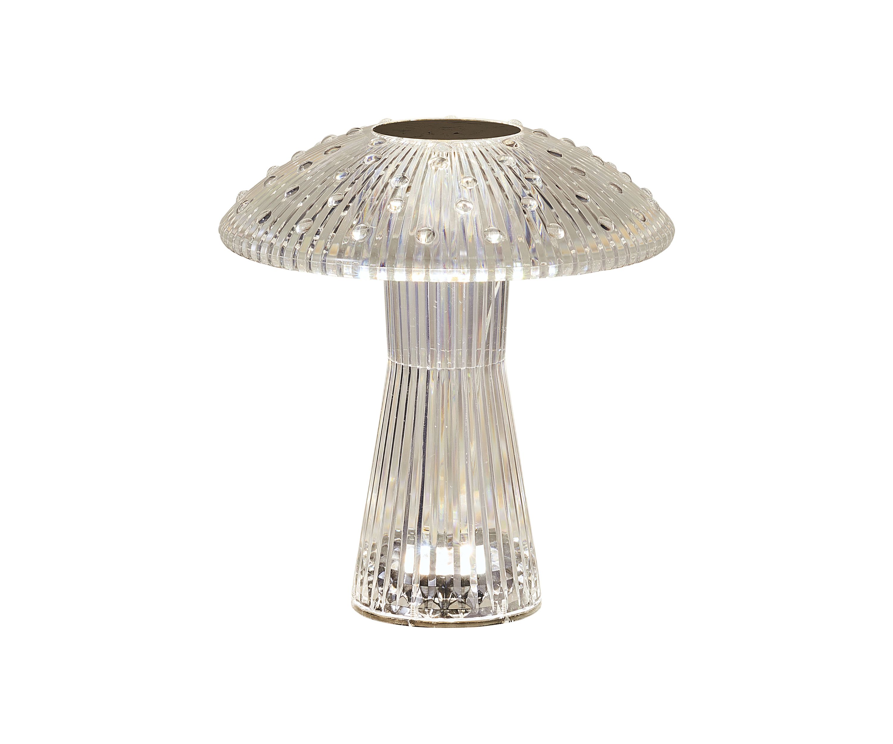 Clear Acrylic Mushroom LED Rechargeable Cordless Lamp