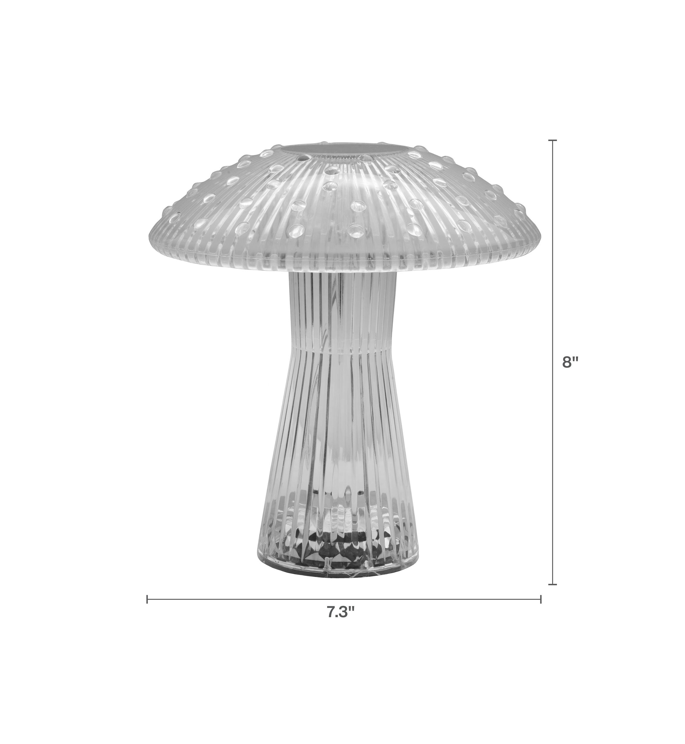 Clear Acrylic Mushroom LED Rechargeable Cordless Lamp