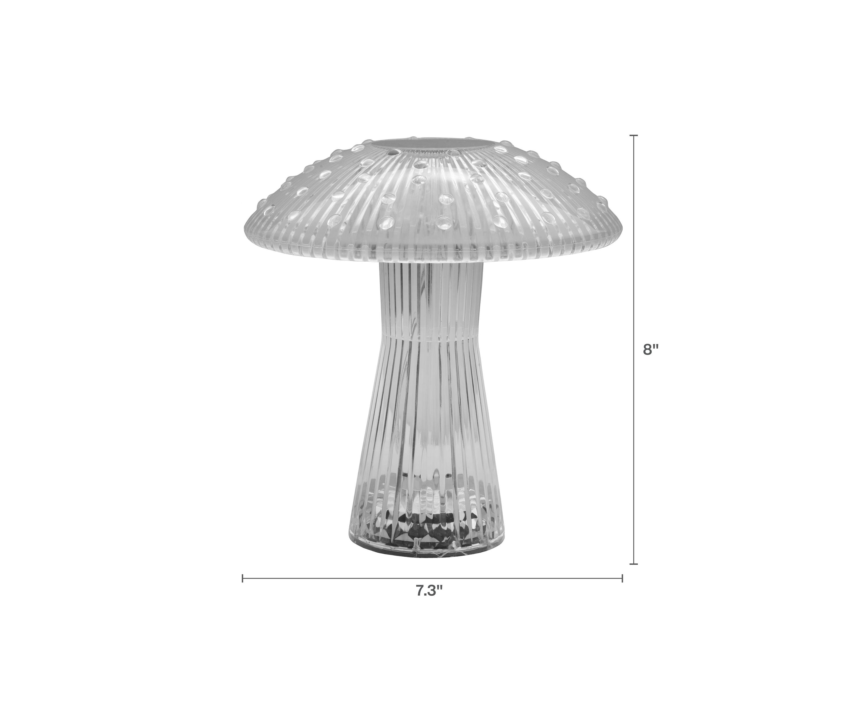 Clear Acrylic Mushroom LED Rechargeable Cordless Lamp