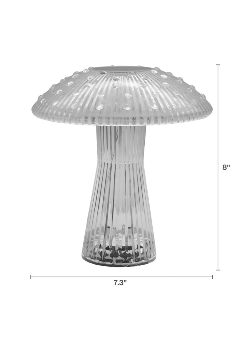 Clear Acrylic Mushroom LED Rechargeable Cordless Lamp