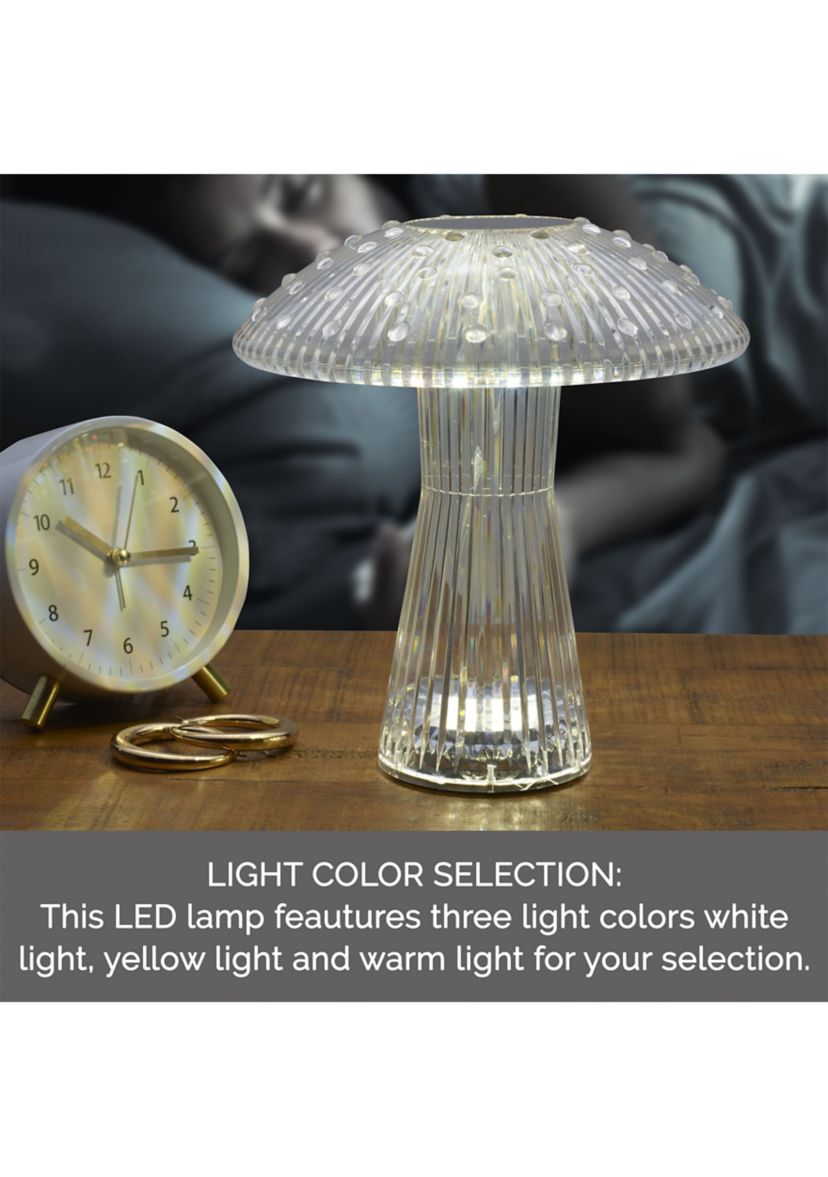 Clear Acrylic Mushroom LED Rechargeable Cordless Lamp