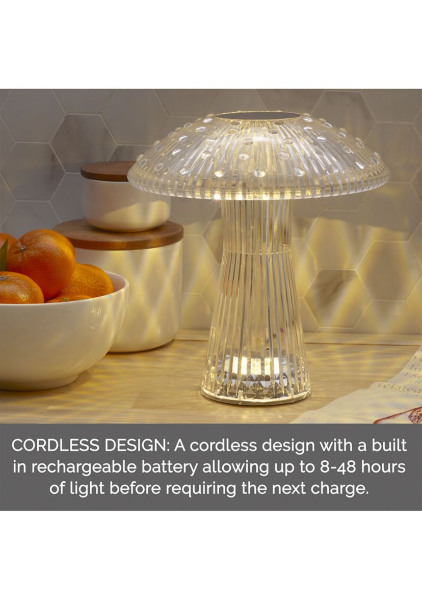 Clear Acrylic Mushroom LED Rechargeable Cordless Lamp