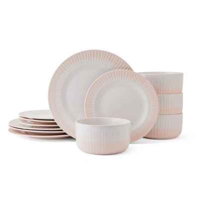 Bazaar Rising Up 12 Piece Dinnerware Set, Service for 4, Blush