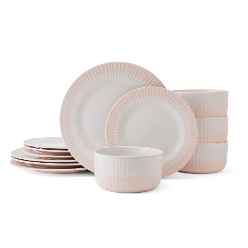 Rising Up 12 Piece Dinnerware Set, Service for 4, Blush