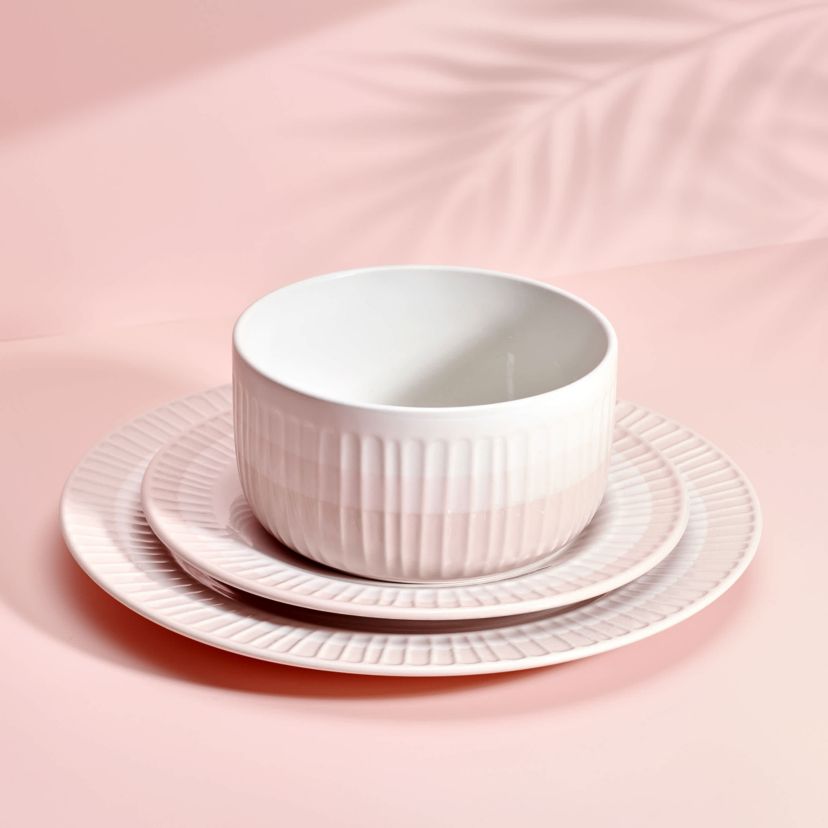 Rising Up 12 Piece Dinnerware Set, Service for 4, Blush