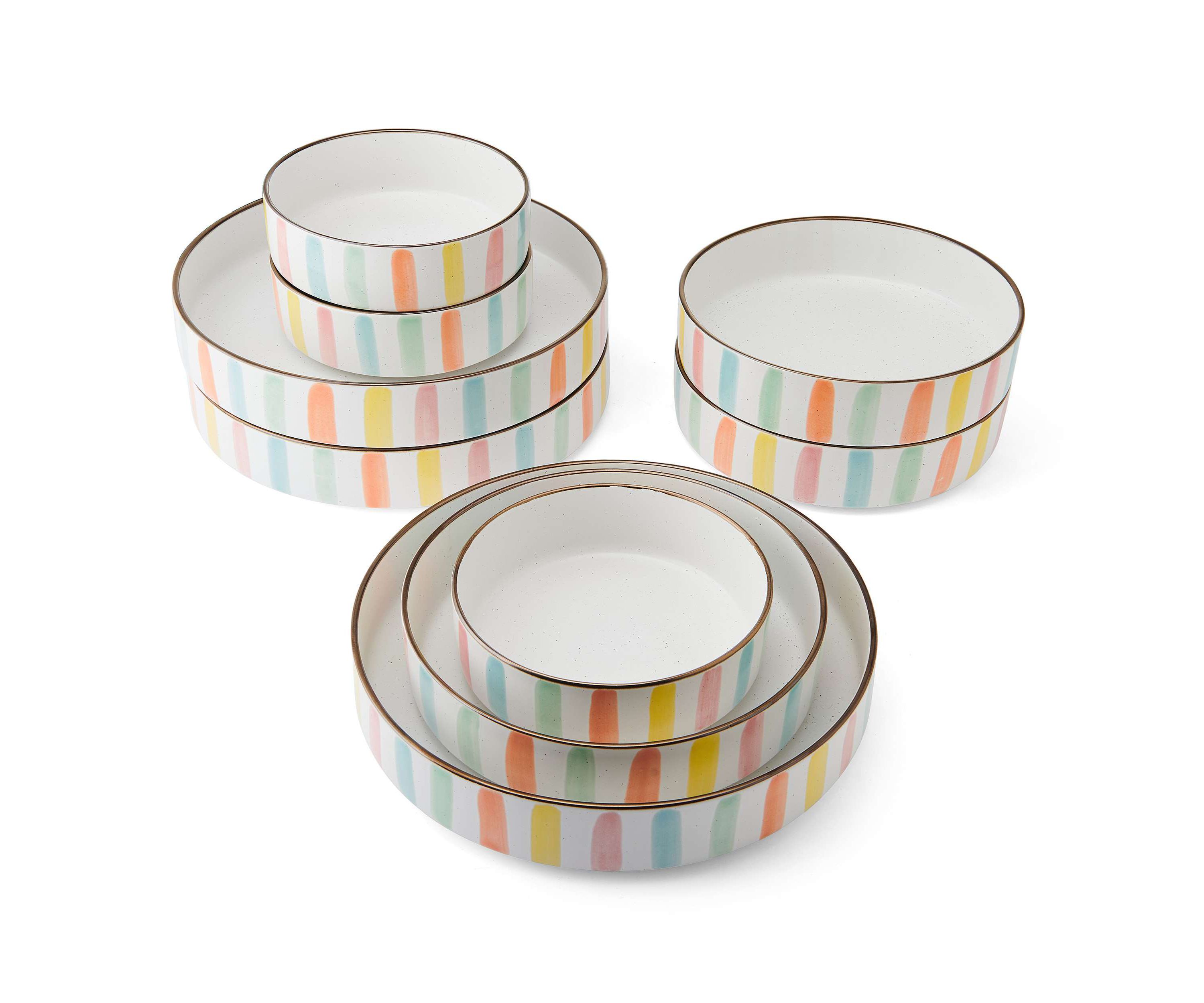 Spring Summer 9 Piece Dinnerware Serving Bowl Set, Service for 3