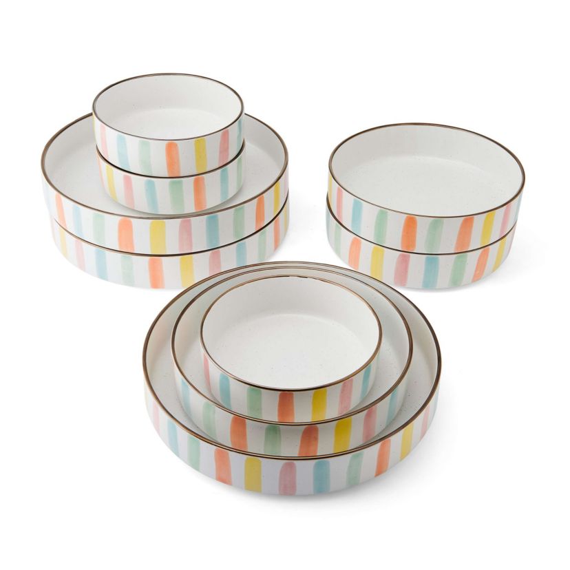 Spring Summer 9 Piece Dinnerware Serving Bowl Set, Service for 3