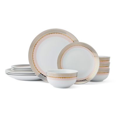 Bazaar Darbie Angell Golden Charm Metallic 12 Piece Dinnerware Set, Service for 4