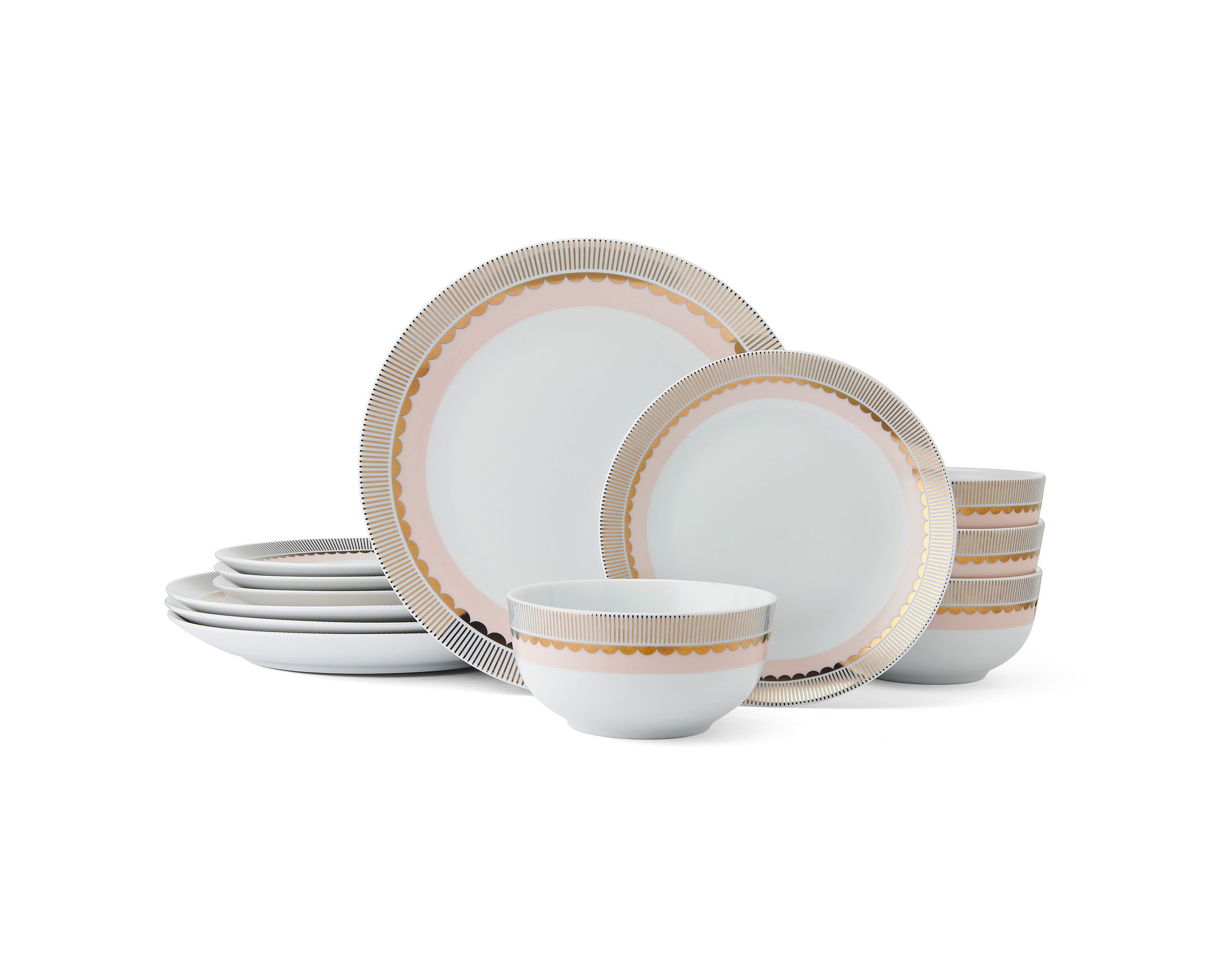 Darbie Angell Golden Charm Metallic 12 Piece Dinnerware Set, Service for 4