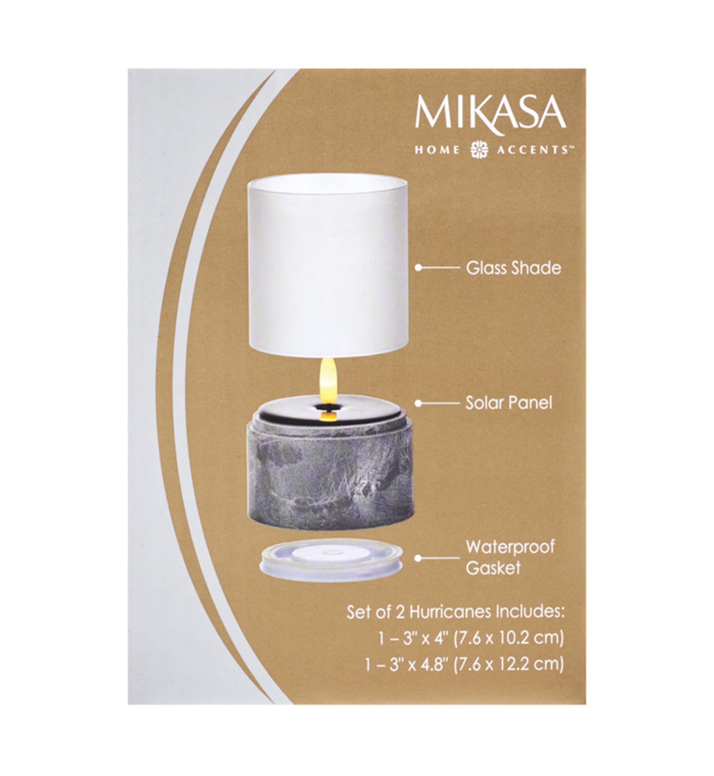 Mikasa Set of 2 LED Solar Glass Hurricanes, 3X4, 6 Inch | Belk