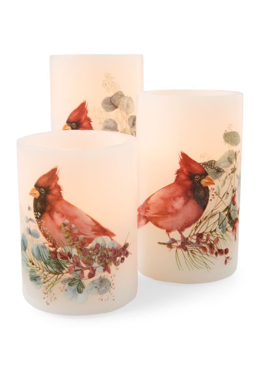 Set of 3 Cardinal Electric Candles