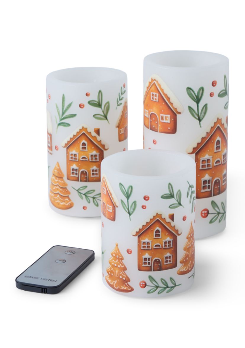 Set of 3 LED Candle Set with Remote