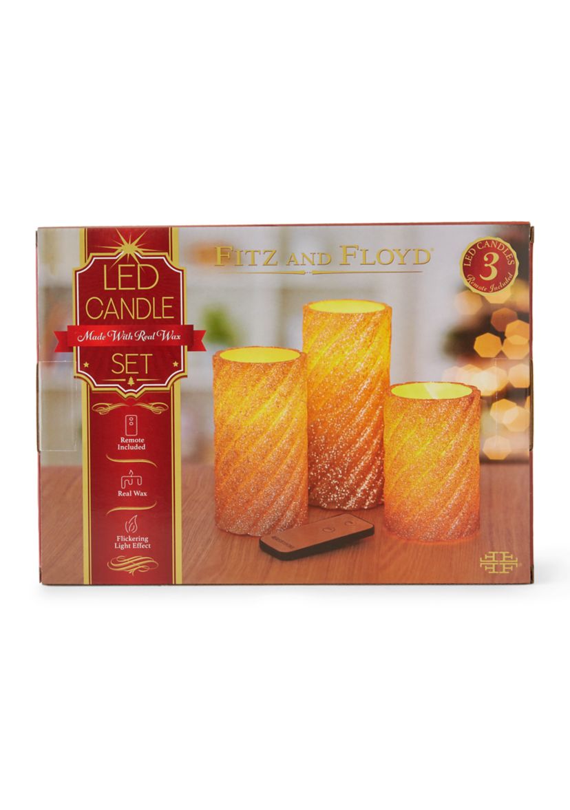 Set of 3 Champagne Glitter Twist Candle