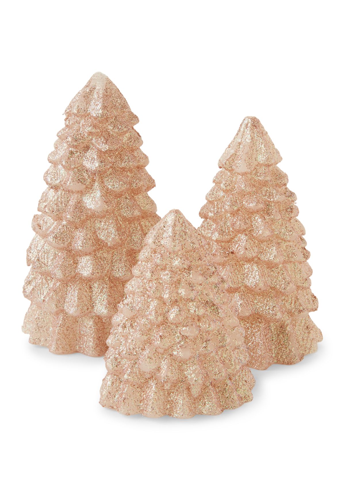 Set of 3 Christmas Tree LED Wax Figures