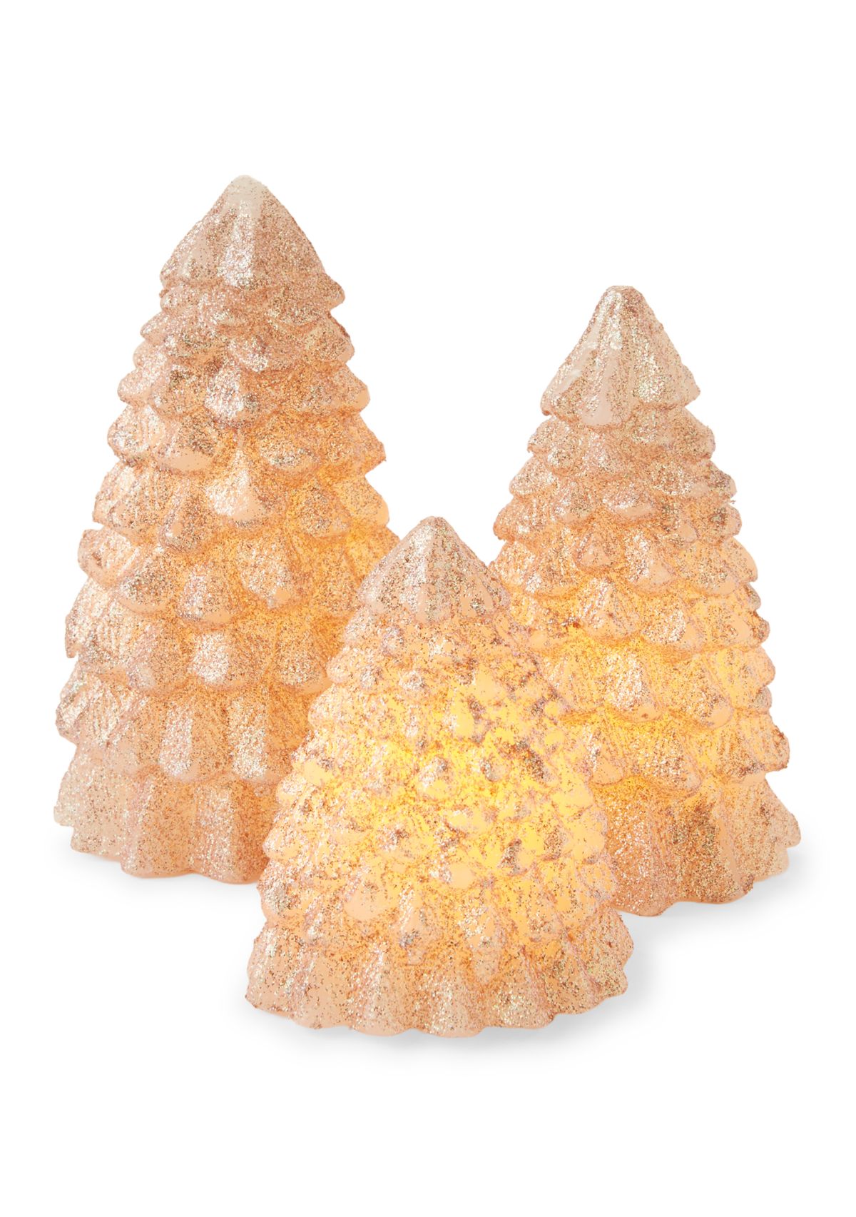 Set of 3 Christmas Tree LED Wax Figures