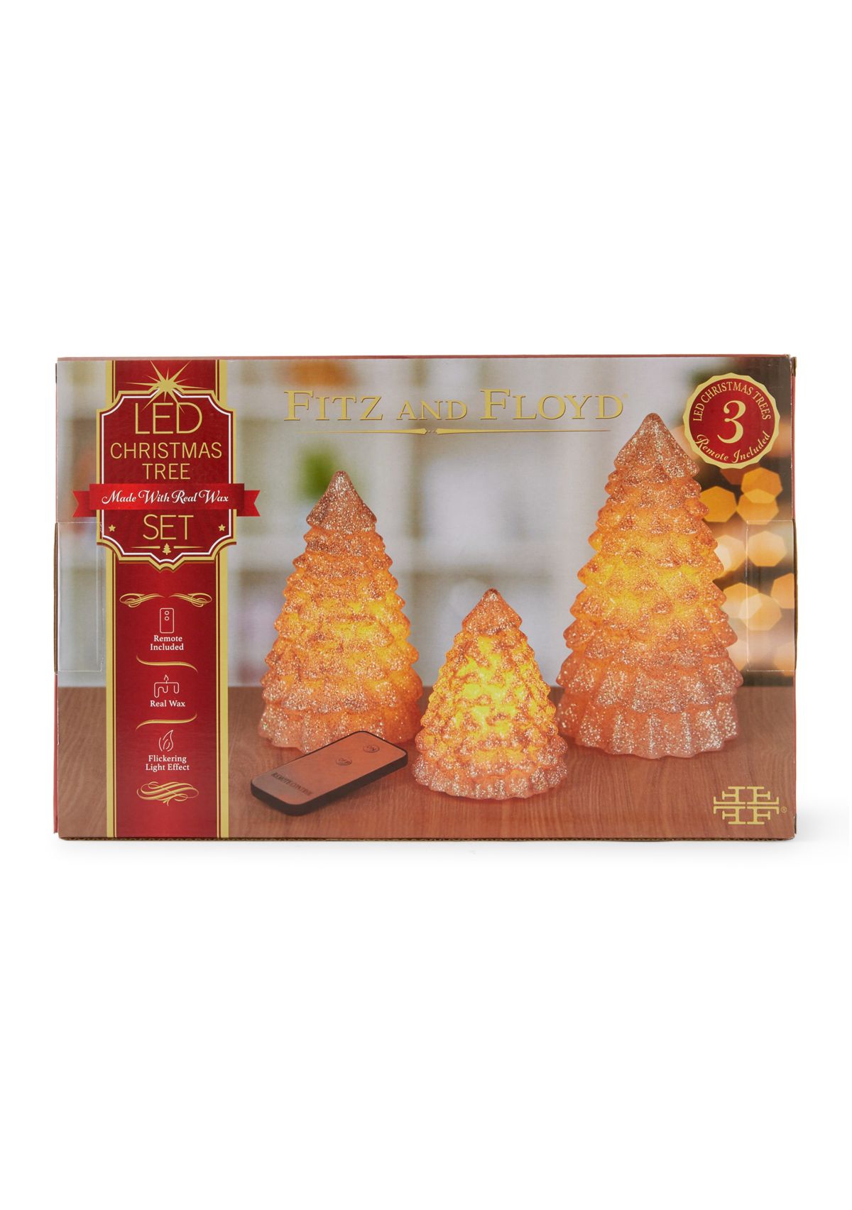 Set of 3 Christmas Tree LED Wax Figures