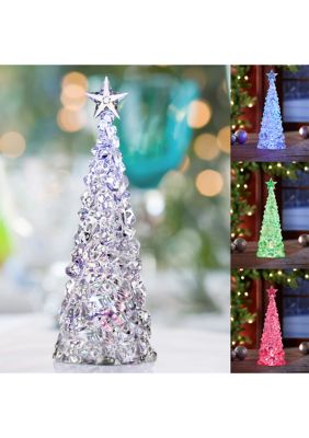 Apothecary & Company 3 piece LED Christmas Tree Set w 4 hour Timer Glitter  NIB