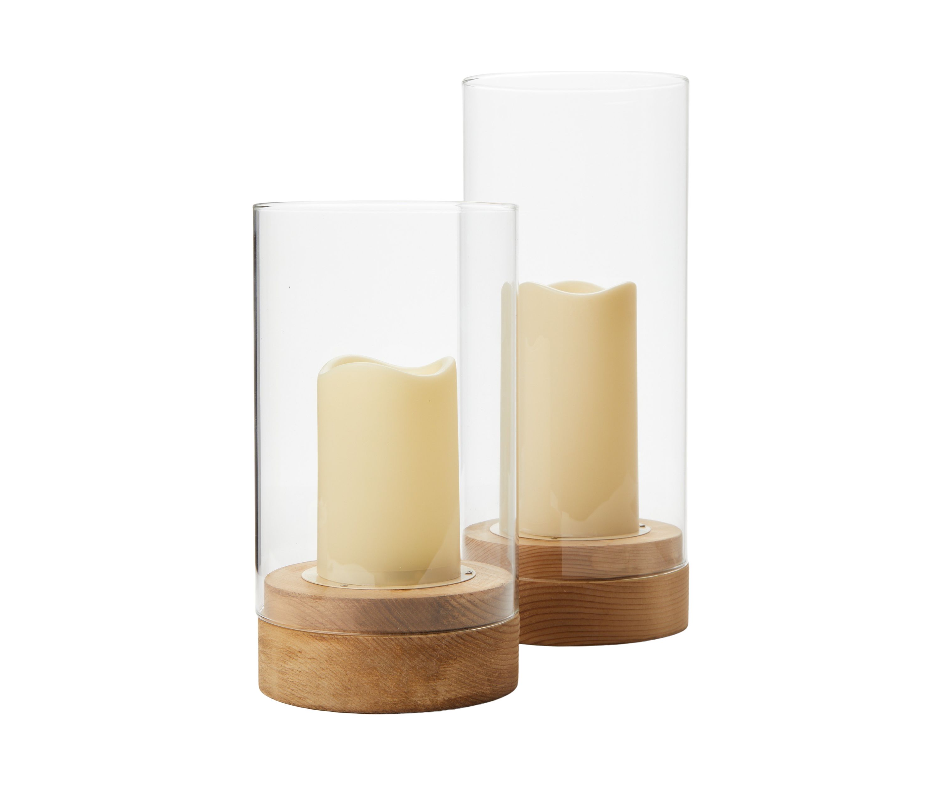 Wood & Glass LED Hurricane