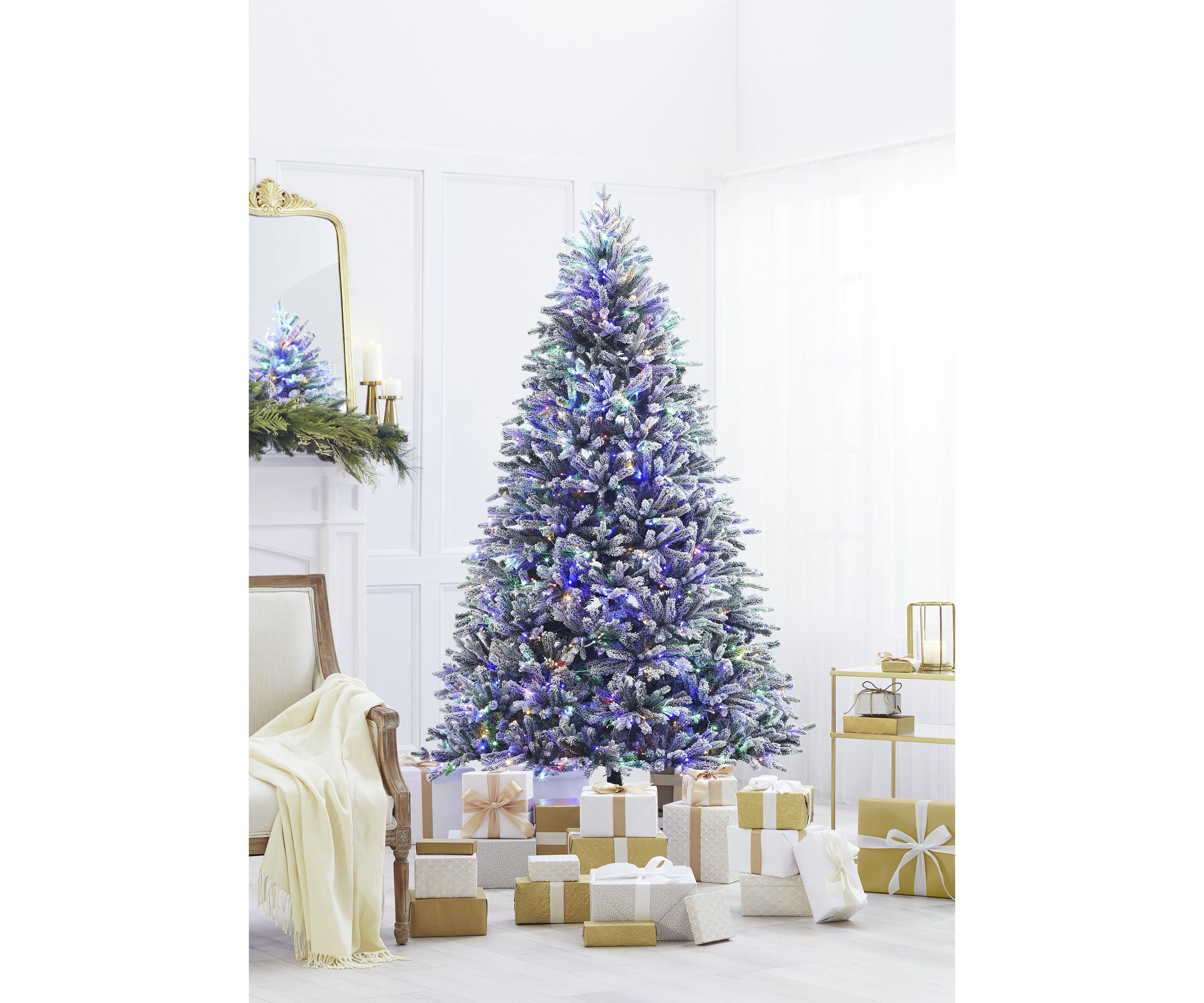 7.5 Pre Lit LED 4 Color Flocked Christmas Tree