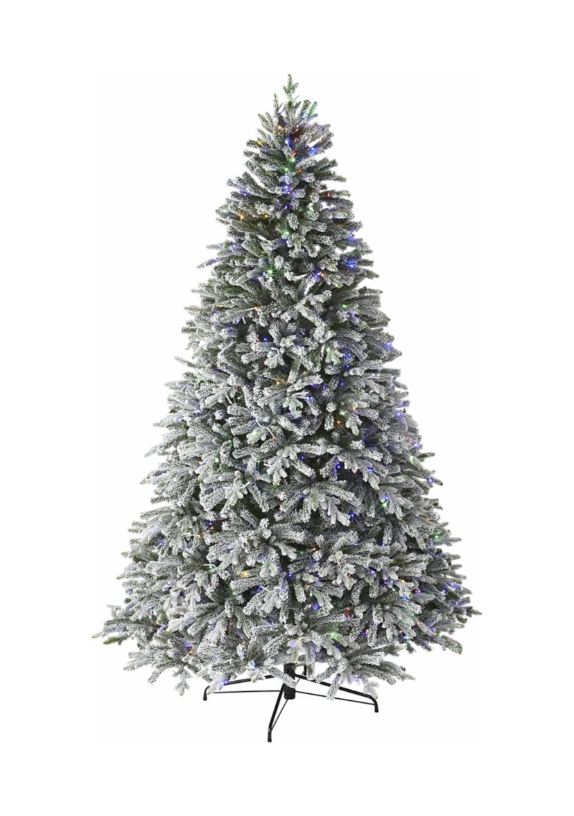 7.5 Pre Lit LED 4 Color Flocked Christmas Tree