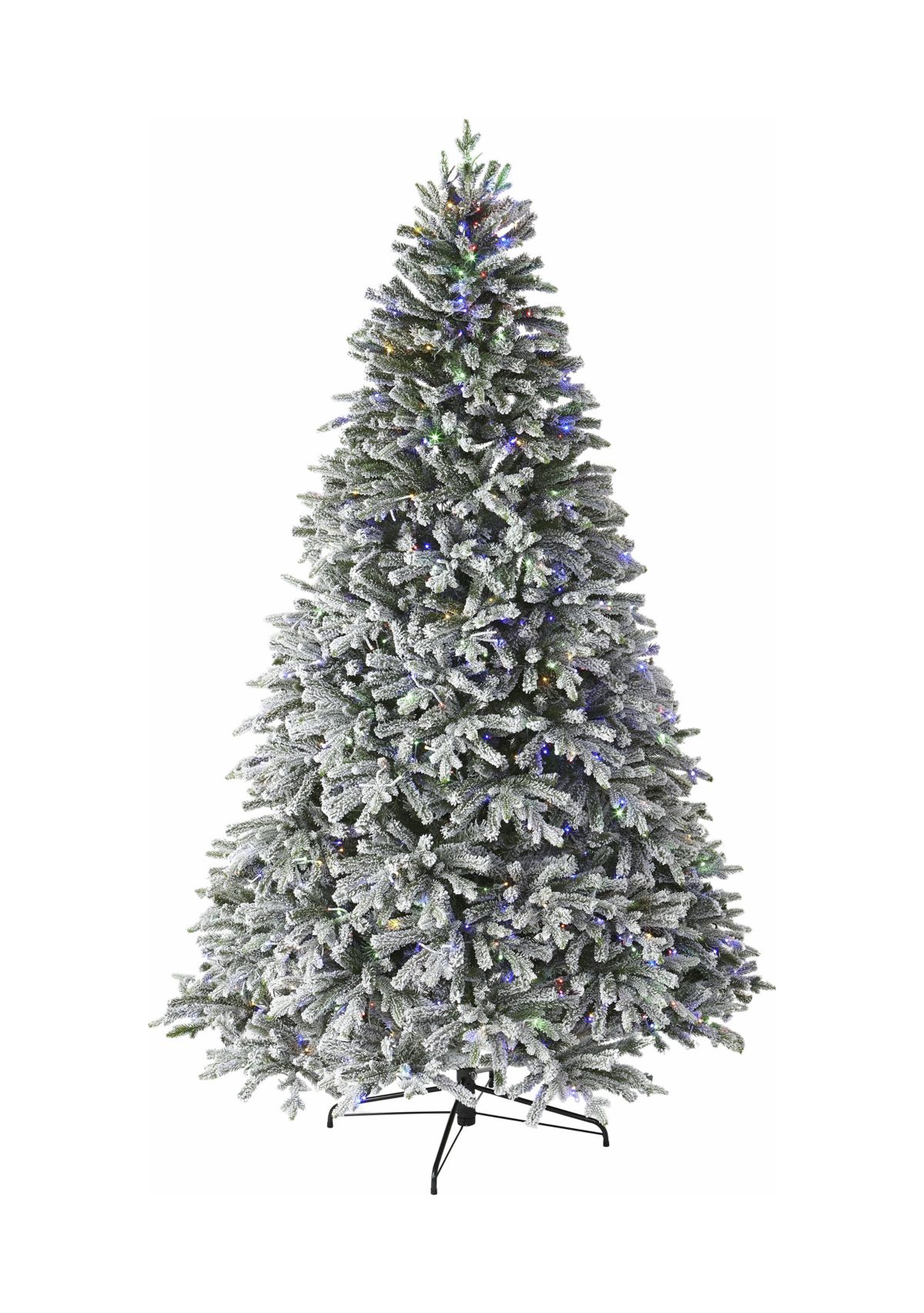 9 Pre Lit LED 4 Color Flocked Christmas Tree