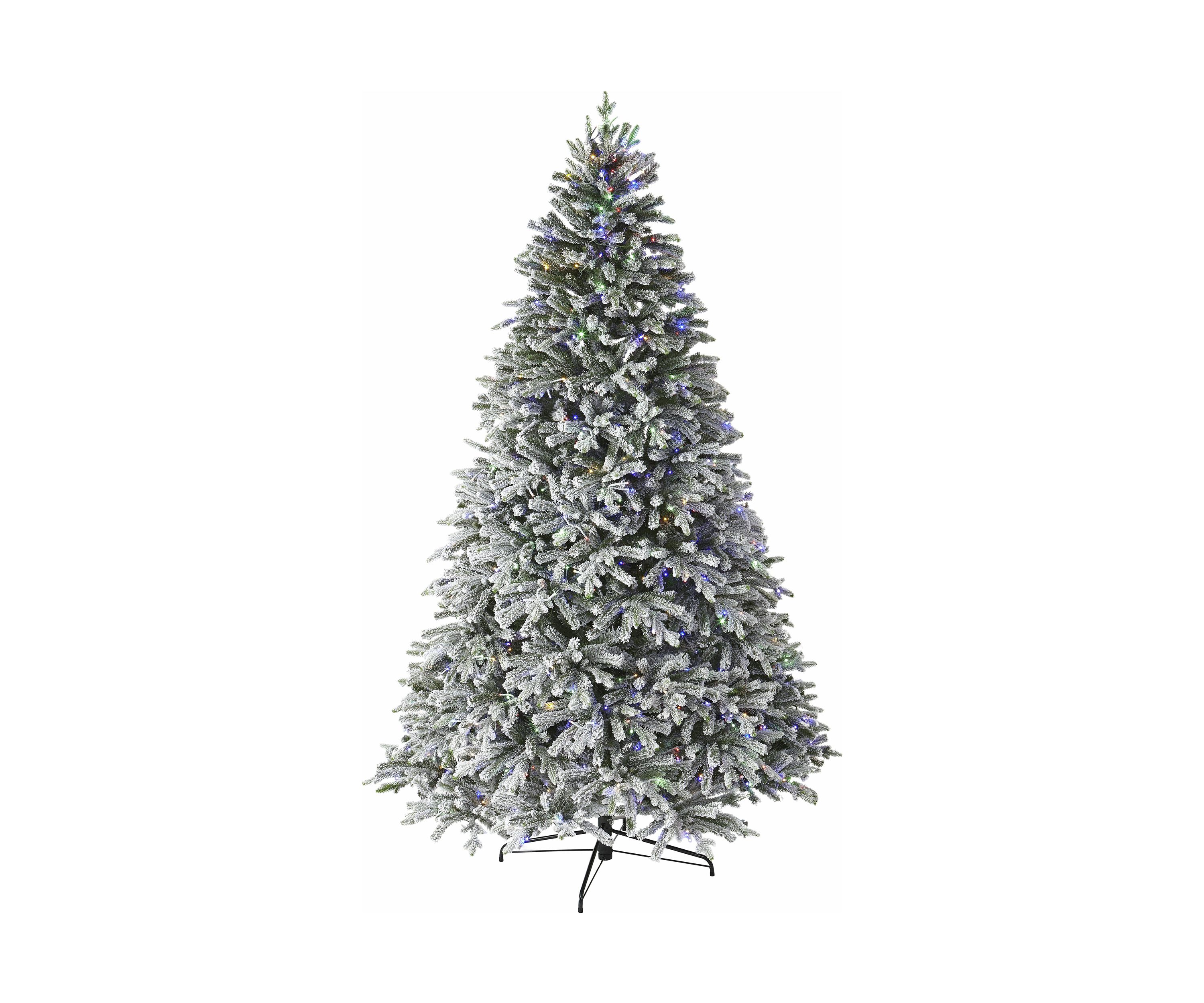 9 Pre Lit LED 4 Color Flocked Christmas Tree