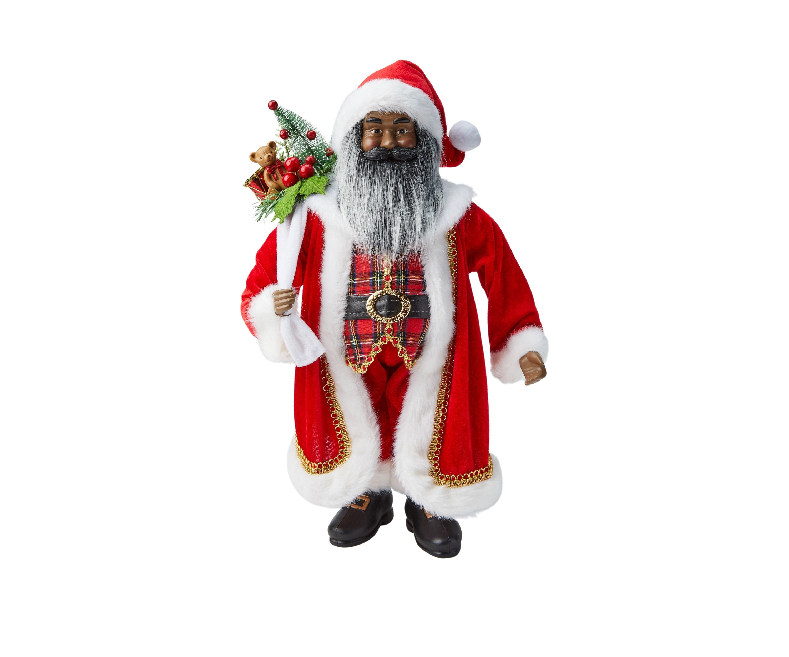 African American Plaid Vest Santa