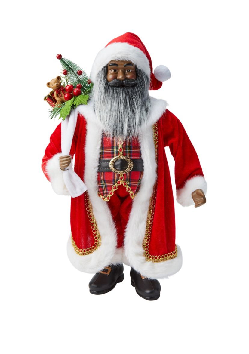 African American Plaid Vest Santa