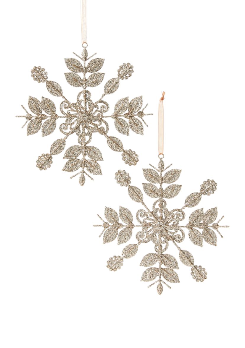 Jeweled Snowflake Ornaments - Set of 2