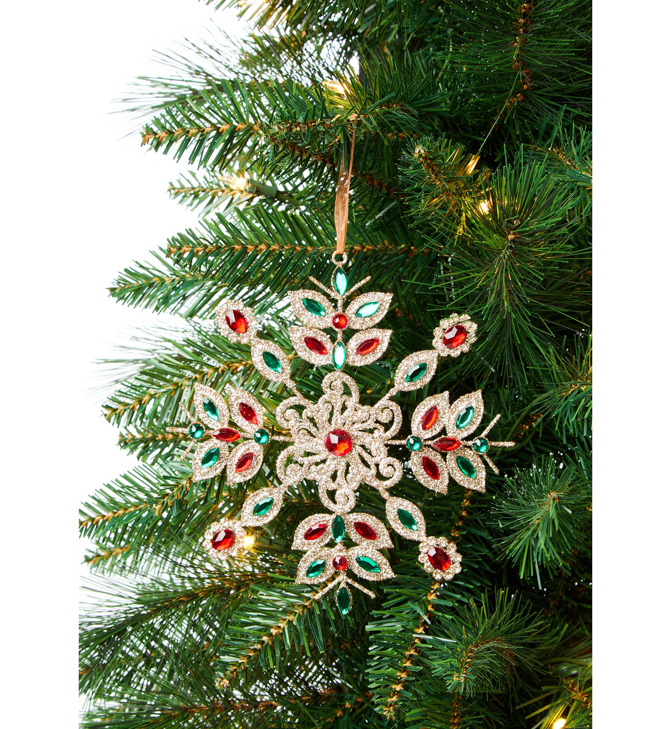Jeweled Snowflake Ornaments - Set of 2
