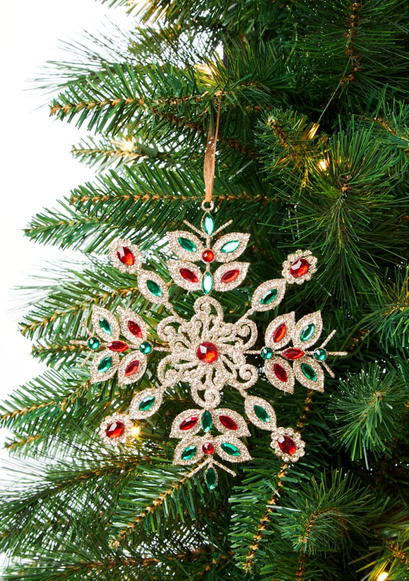Jeweled Snowflake Ornaments - Set of 2