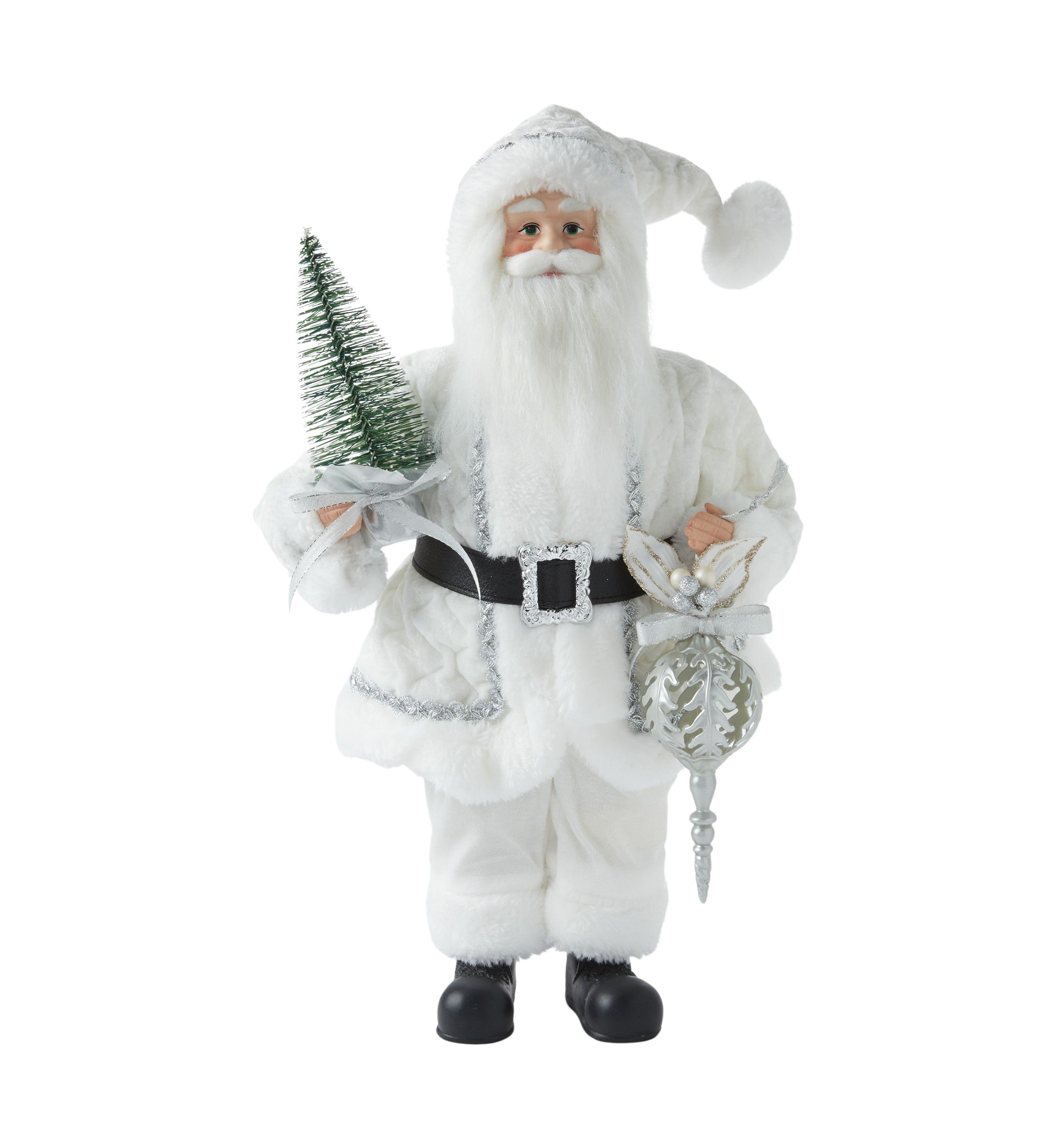 White Silver Santa Figurine