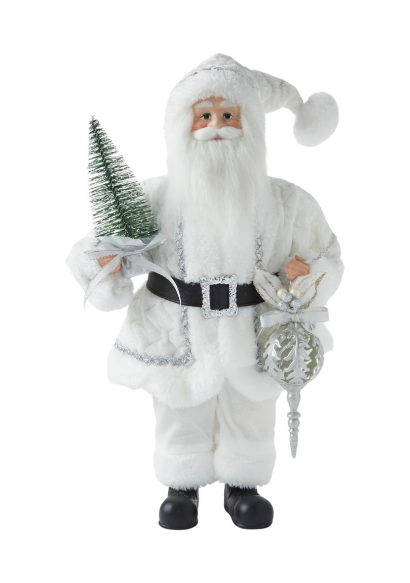 White Silver Santa Figurine