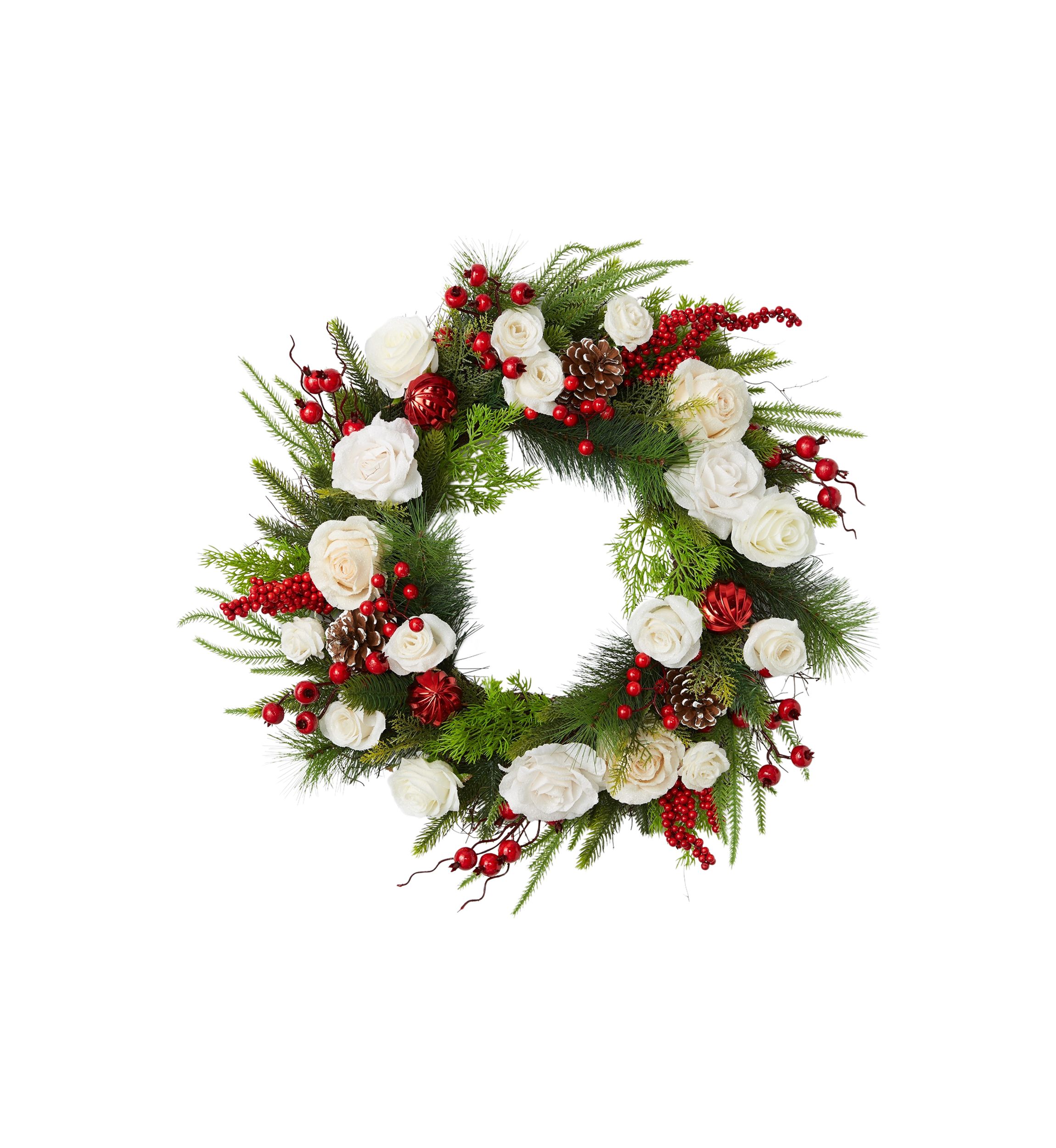White and Red Floral Wreath