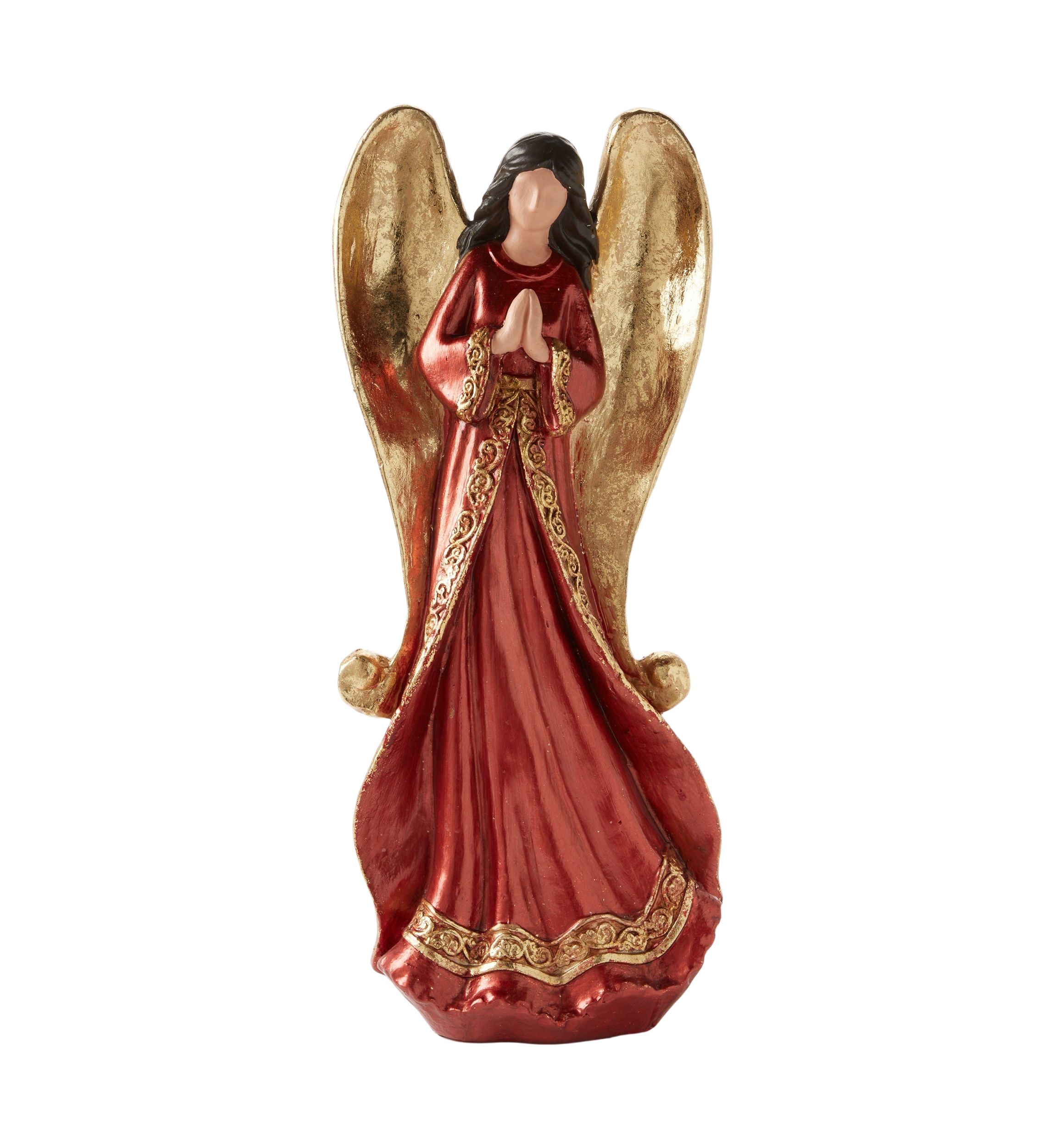 Large Red and Gold Angel Figurine
