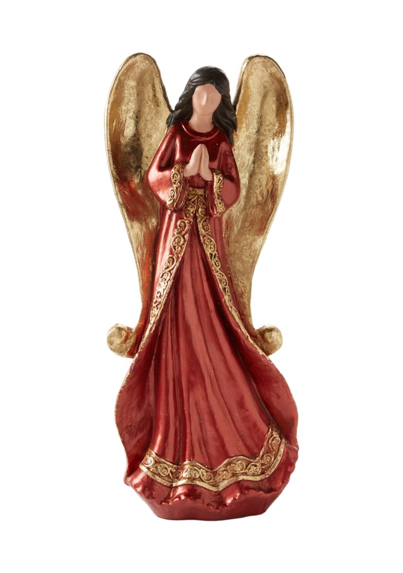 Large Red and Gold Angel Figurine