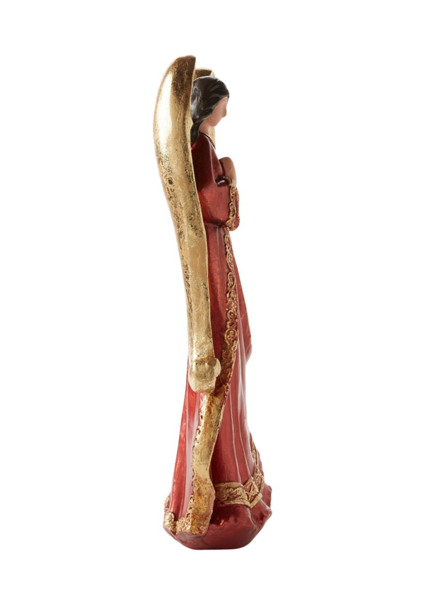 Large Red and Gold Angel Figurine