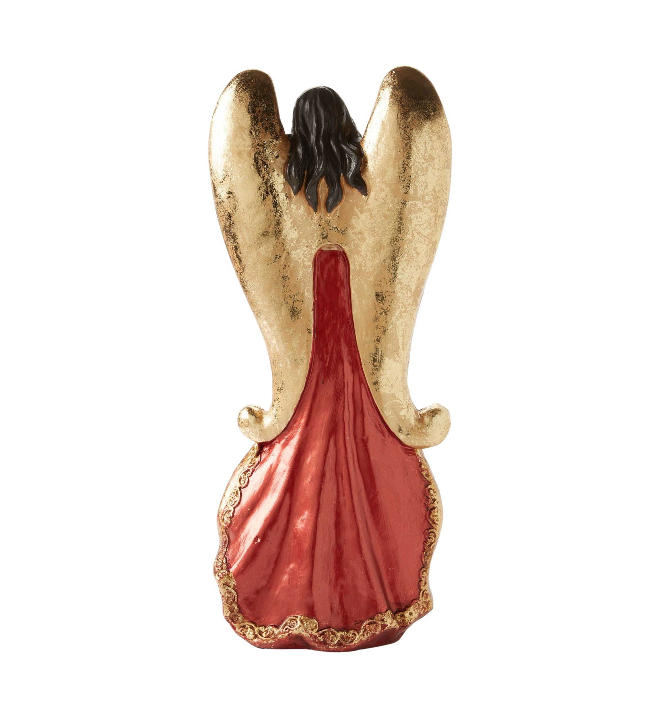 Large Red and Gold Angel Figurine
