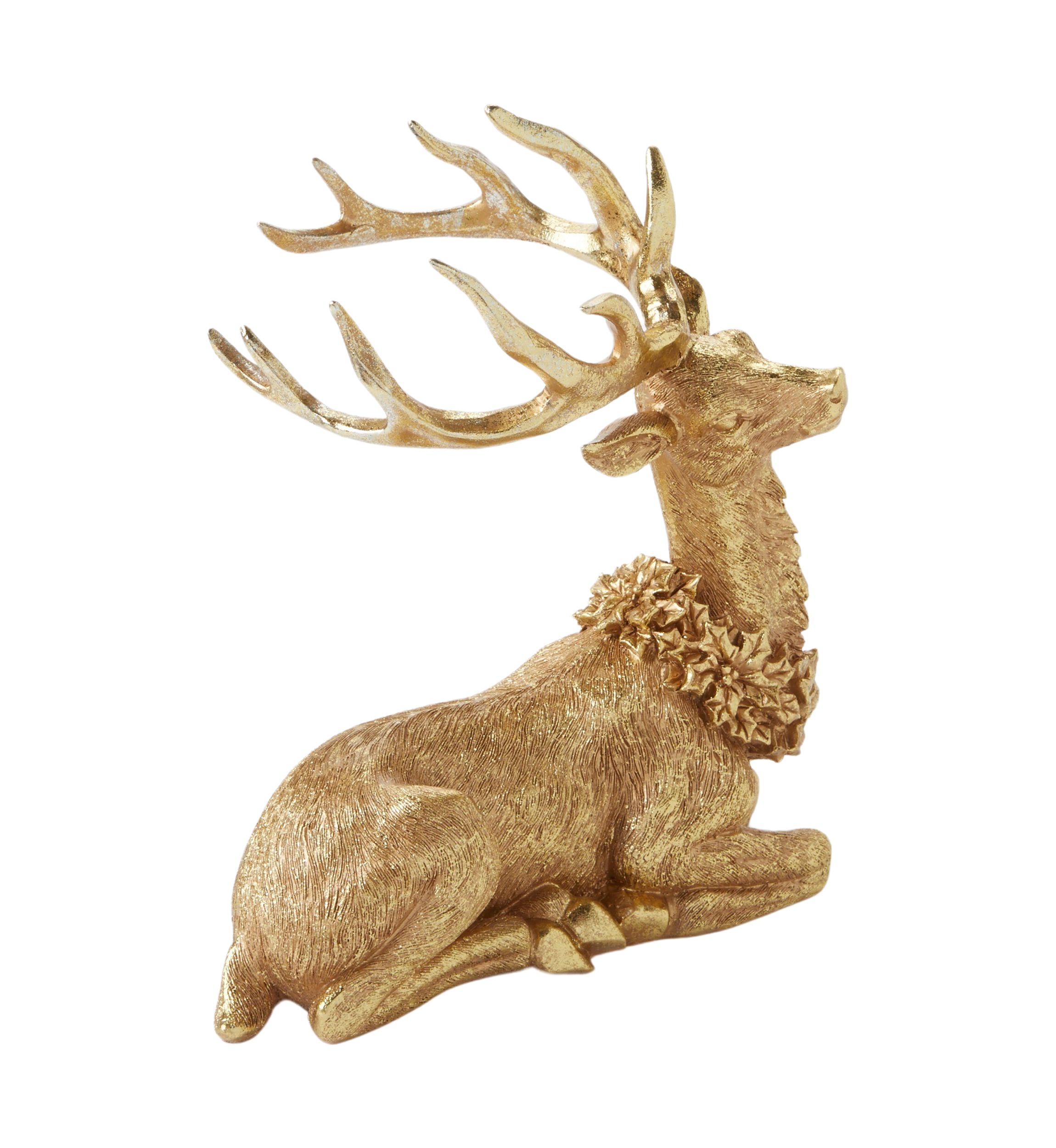 Metallic Sitting Deer Figurine