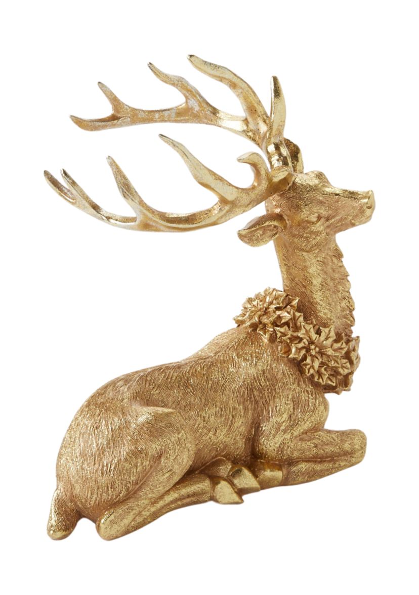 Metallic Sitting Deer Figurine