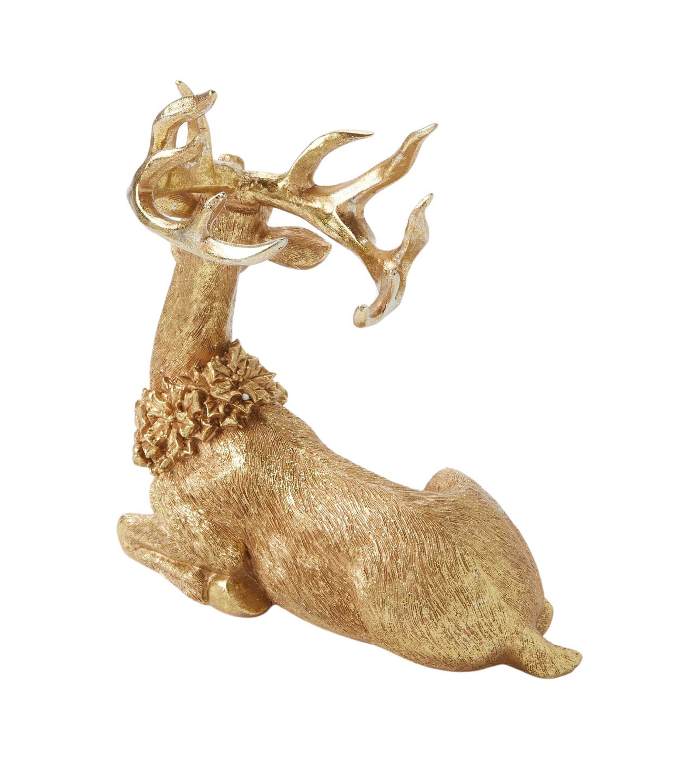 Metallic Sitting Deer Figurine