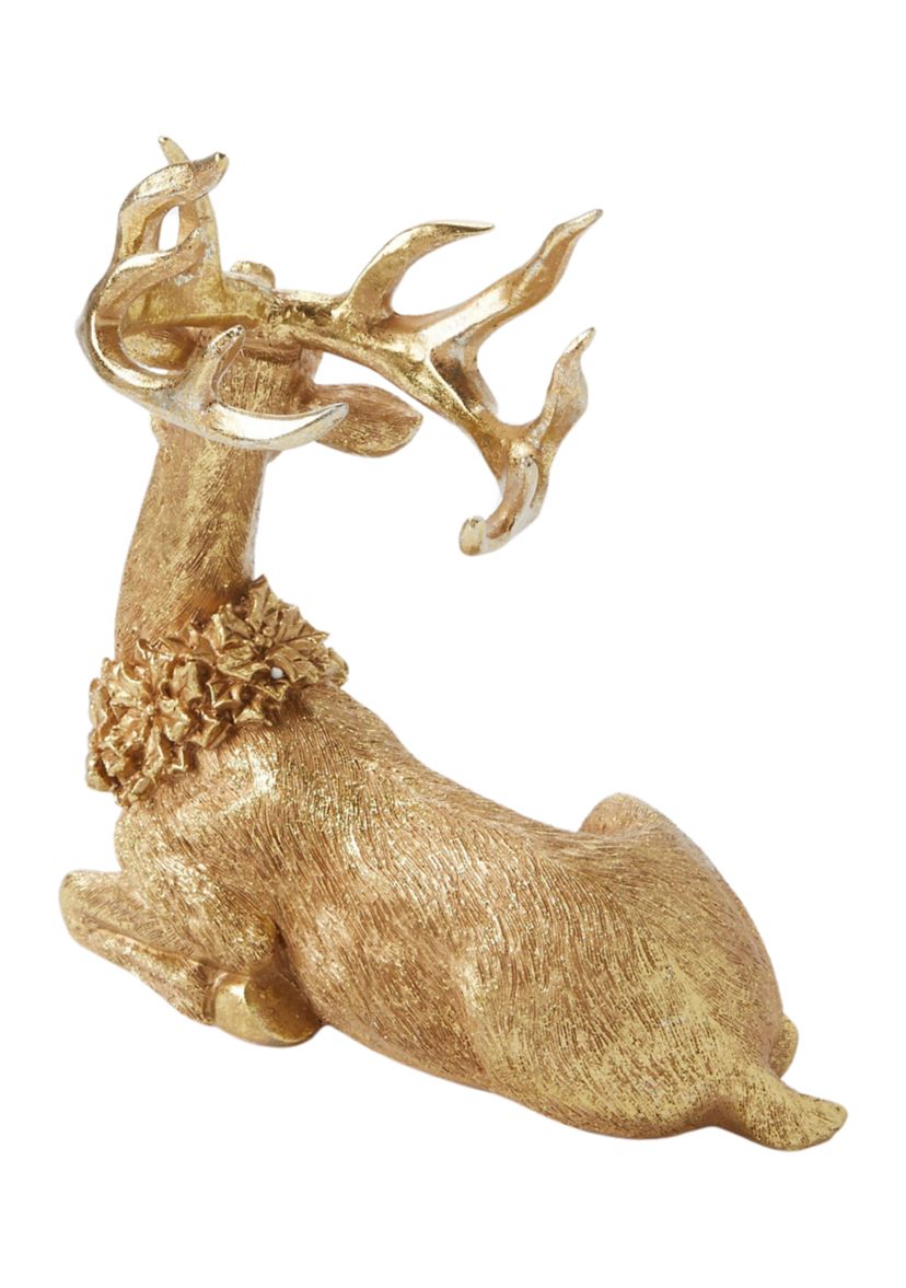 Metallic Sitting Deer Figurine